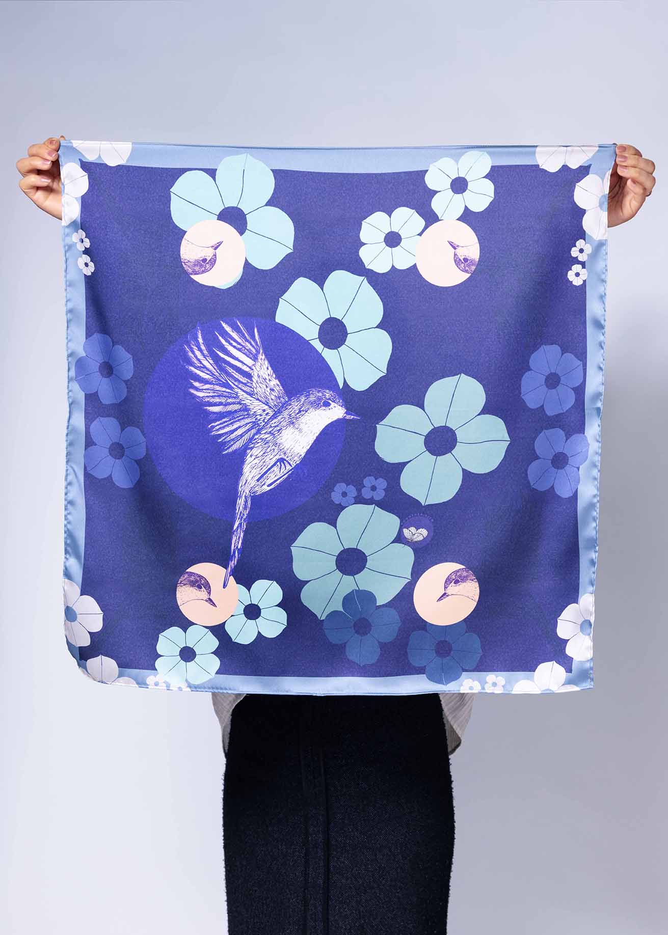Foulard en satin - SAT007Oiseau67