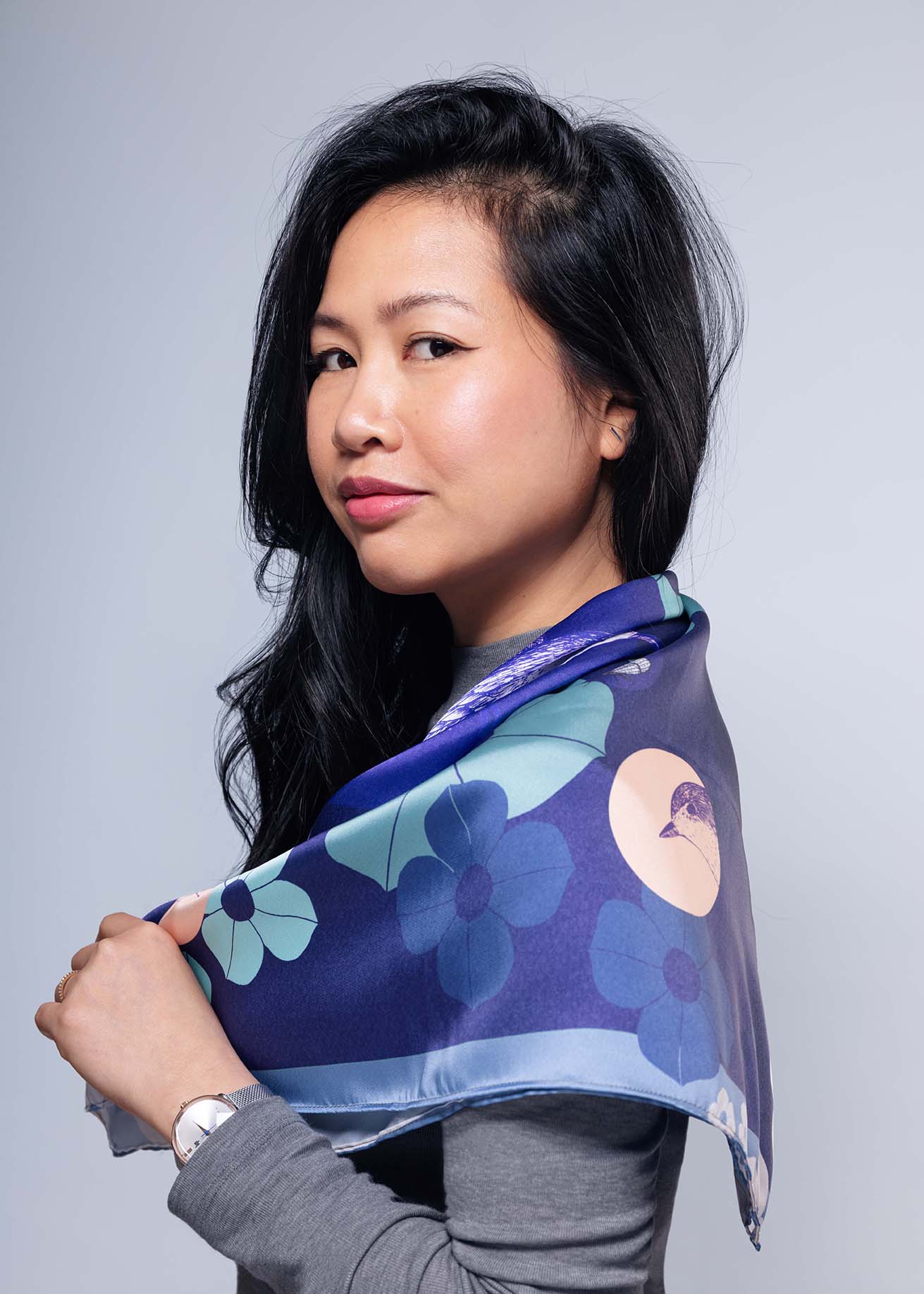 Foulard en satin - SAT007Oiseau67