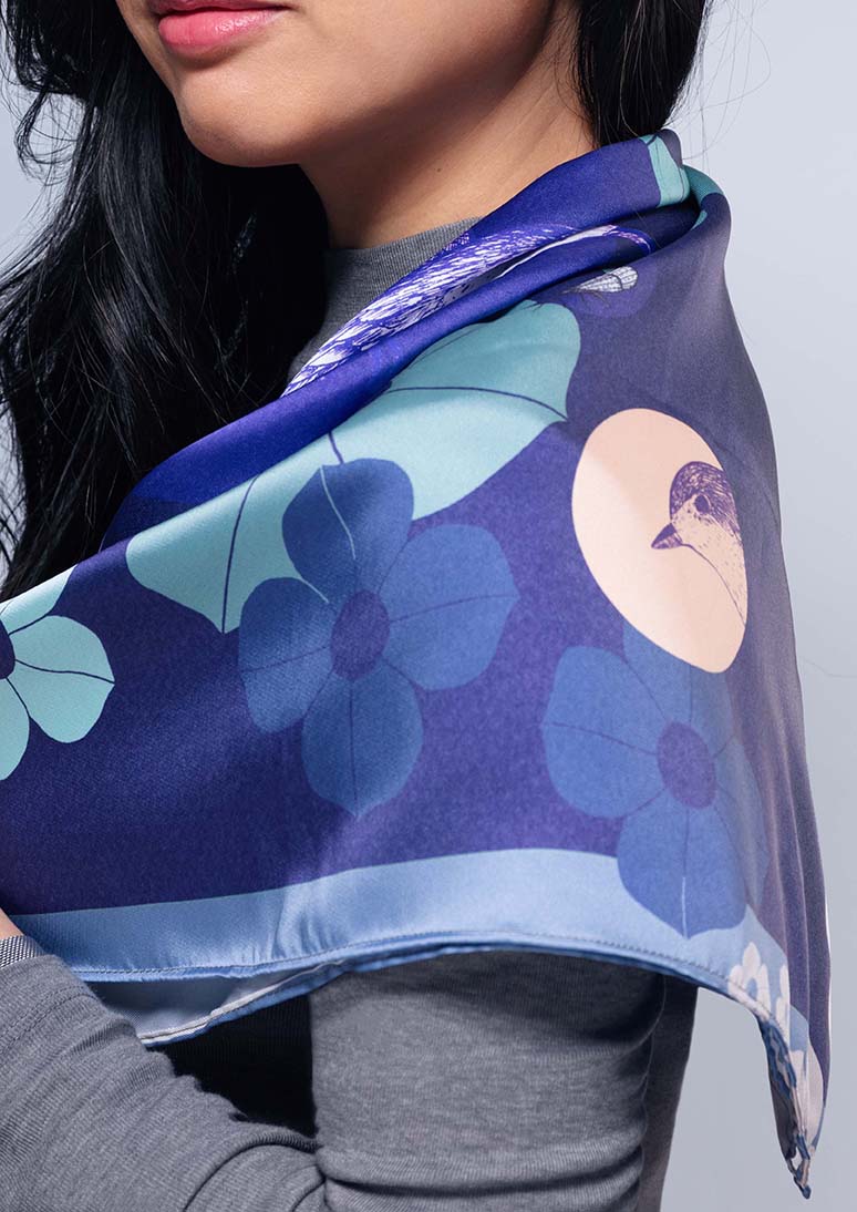Foulard en satin - SAT007Oiseau67