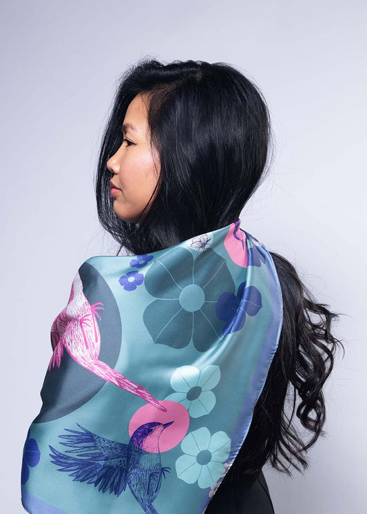 Foulard en satin - SAT009oiseau67