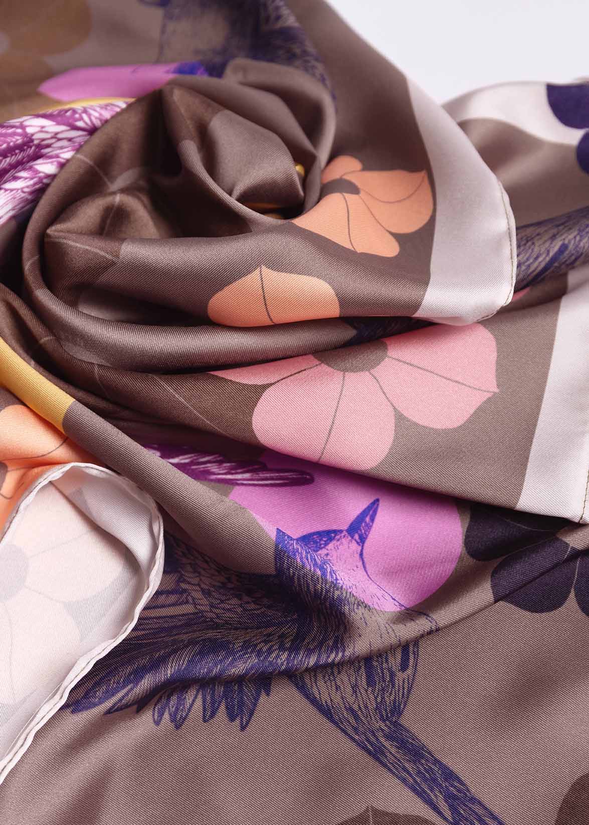 Foulard en satin - SAT006Oiseau67